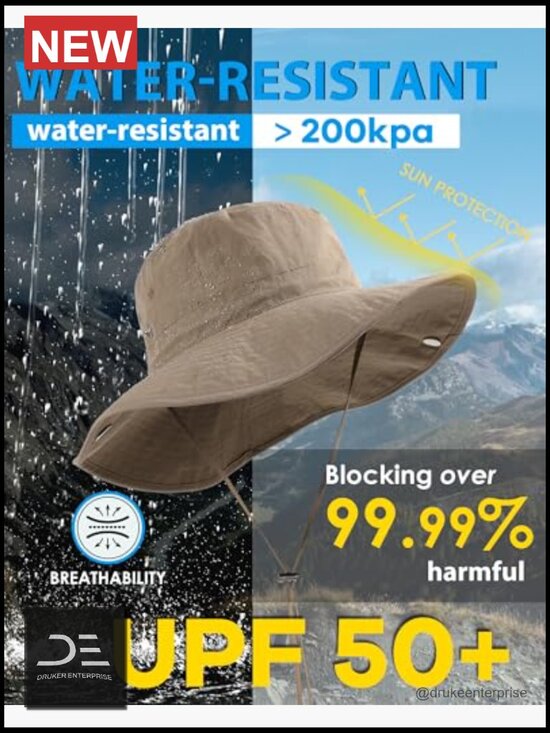 Waterproof Bucket Rain Hat UPF50+ Wide Brim Sun Hat Foldable Floppy Beach Hat main image 7